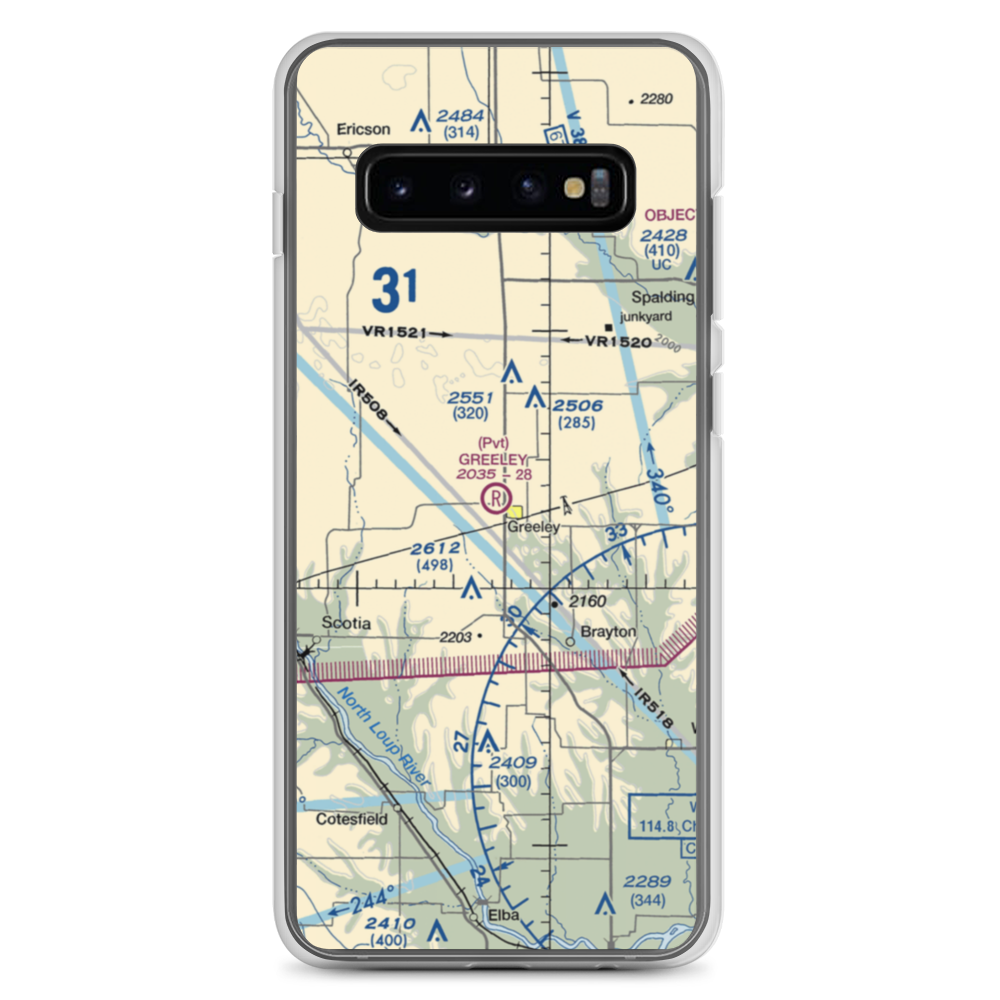 Greeley Municipal Airport (NE46) VFR Sectional Samsung Case Samsung Galaxy S10+ model shown