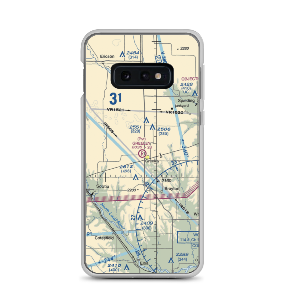 Greeley Municipal Airport (NE46) VFR Sectional Samsung Case Samsung Galaxy S10e model shown