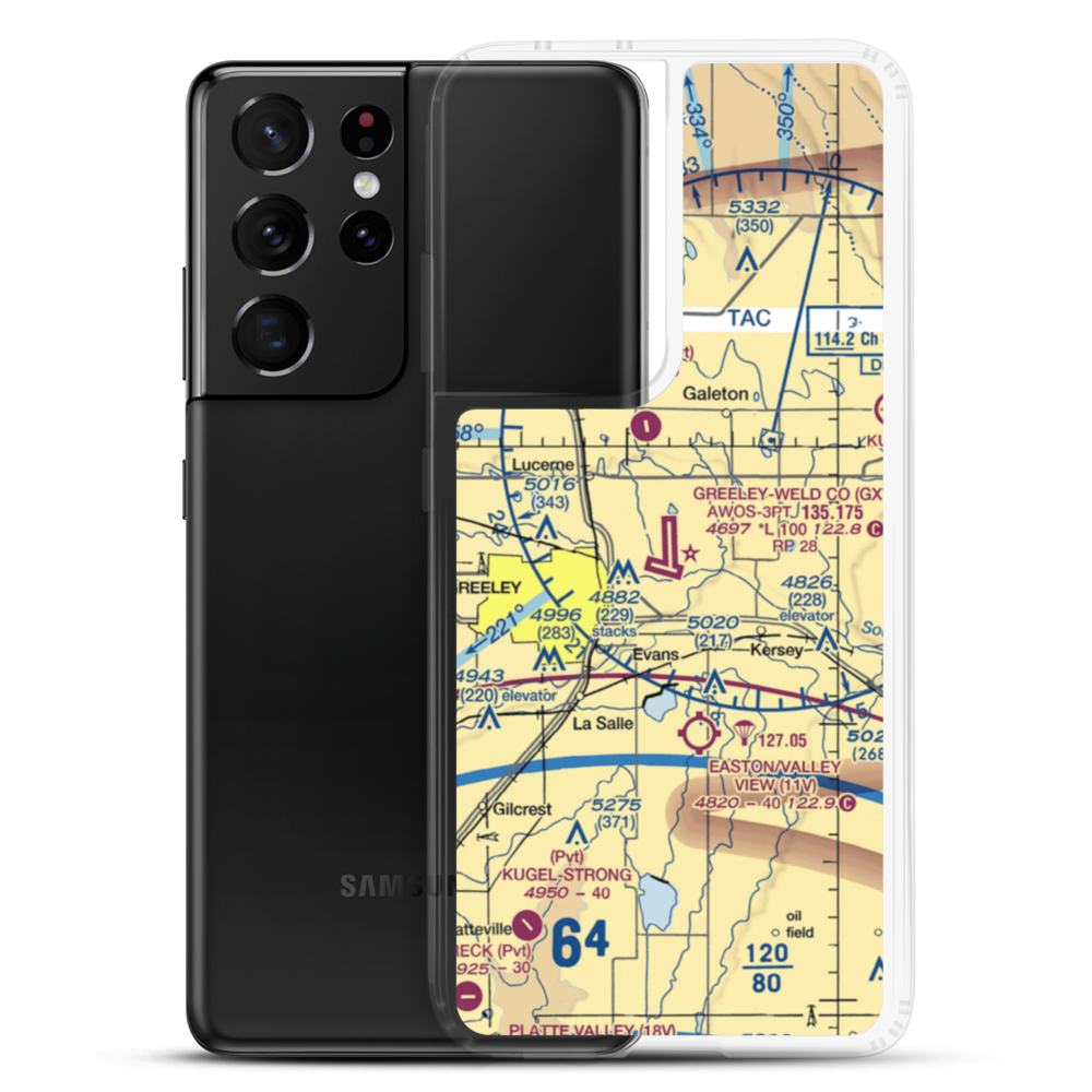 Greeley–Weld County Airport (GXY) VFR Sectional Samsung Case Samsung Galaxy S21 Ultra model shown