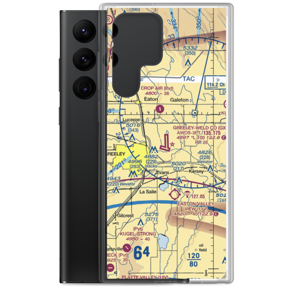 Greeley–Weld County Airport (GXY) VFR Sectional Samsung Case Samsung Galaxy S22 Ultra model shown