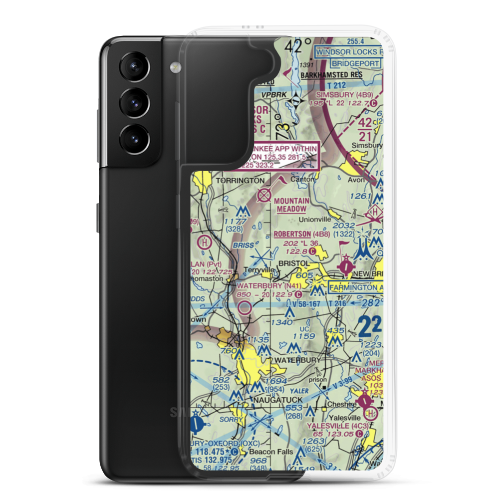 Green Acres Airport (CT96) VFR Sectional Samsung Case Samsung Galaxy S21 Plus model shown