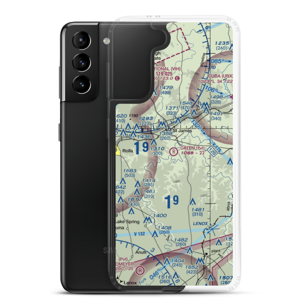 Green Airfield (96MU) VFR Sectional Samsung Case Samsung Galaxy S21 Plus model shown