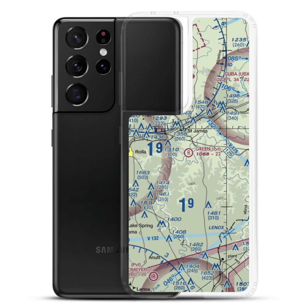 Green Airfield (96MU) VFR Sectional Samsung Case Samsung Galaxy S21 Ultra model shown