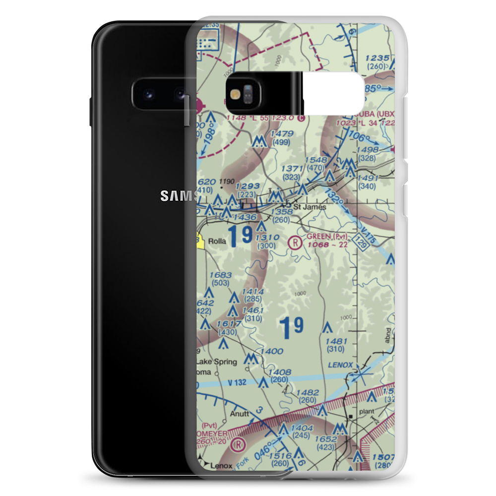 Green Airfield (96MU) VFR Sectional Samsung Case Samsung Galaxy S10+ model shown