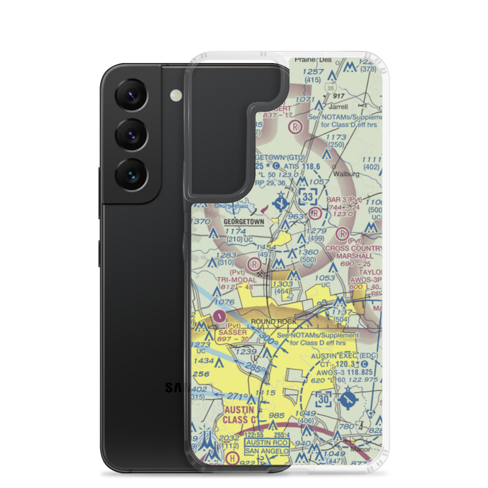 Green Airport (TX92) VFR Sectional Samsung Case Samsung Galaxy S22 model shown