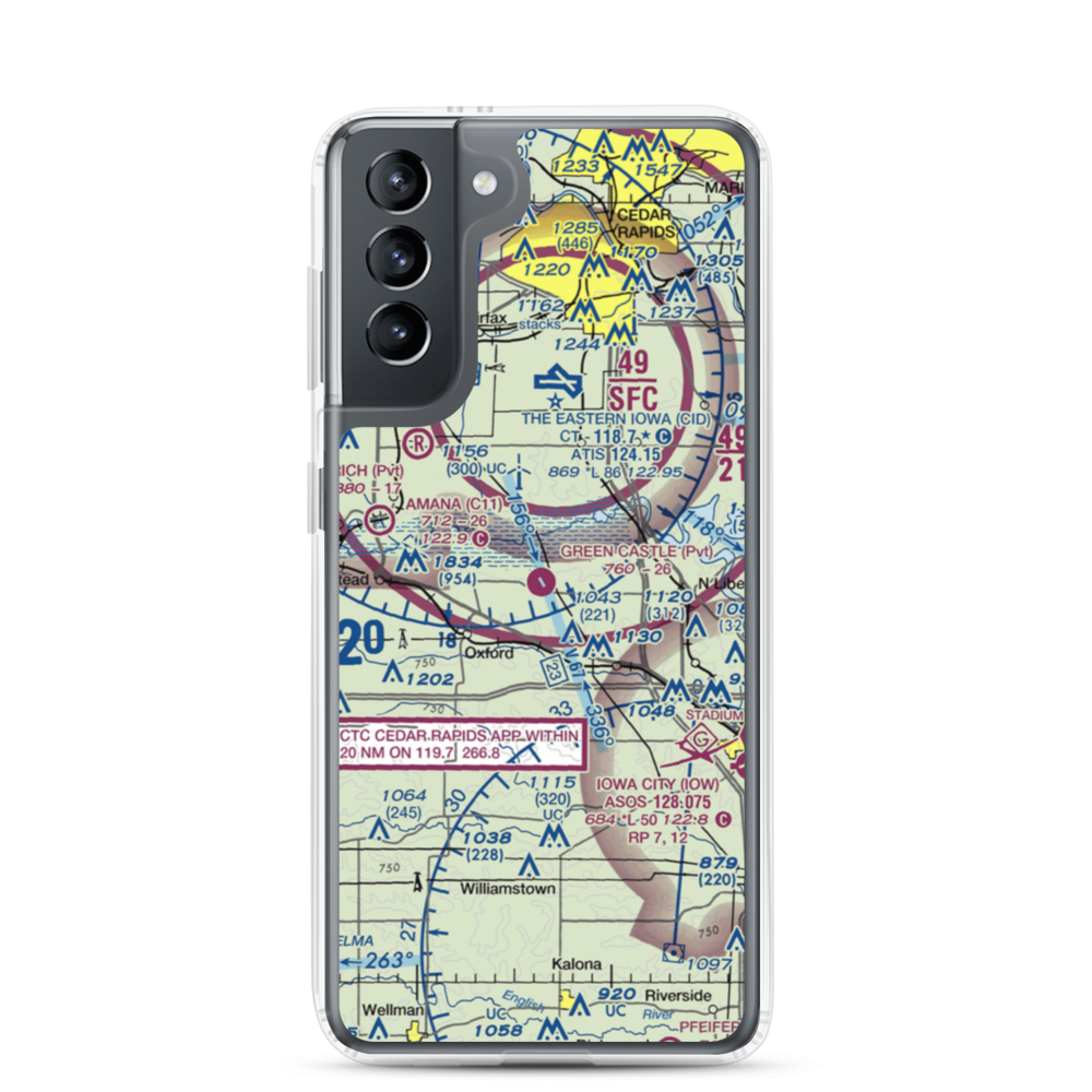 Green Castle Airport (IA24) VFR Sectional Samsung Case Samsung Galaxy S21 model shown