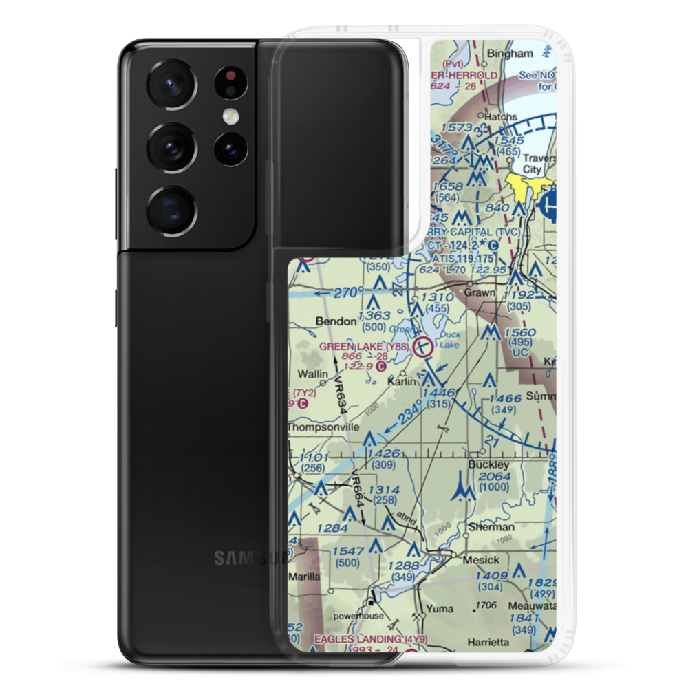 Green Lake Airport (Y88) VFR Sectional Samsung Case Samsung Galaxy S21 Ultra model shown