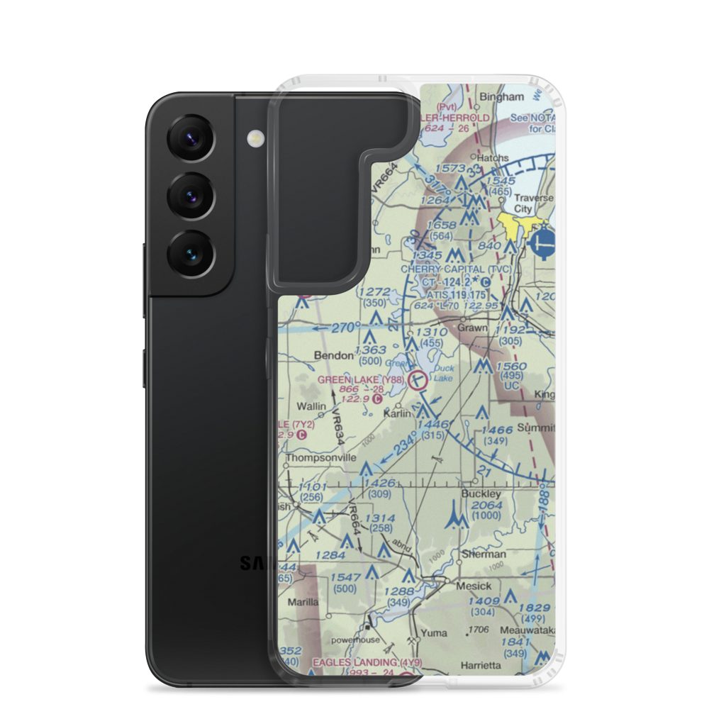 Green Lake Airport (Y88) VFR Sectional Samsung Case Samsung Galaxy S22 model shown