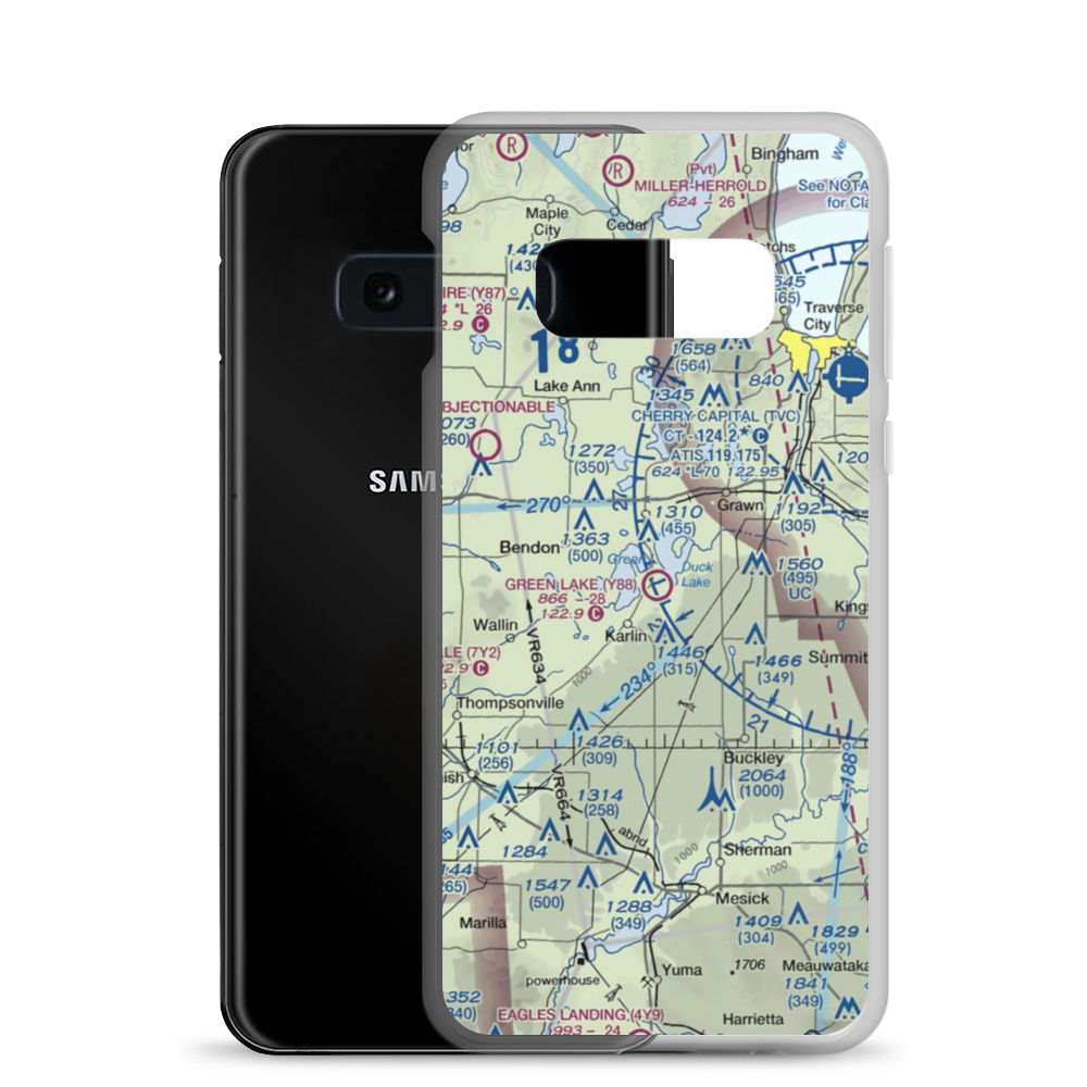 Green Lake Airport (Y88) VFR Sectional Samsung Case Samsung Galaxy S10e model shown