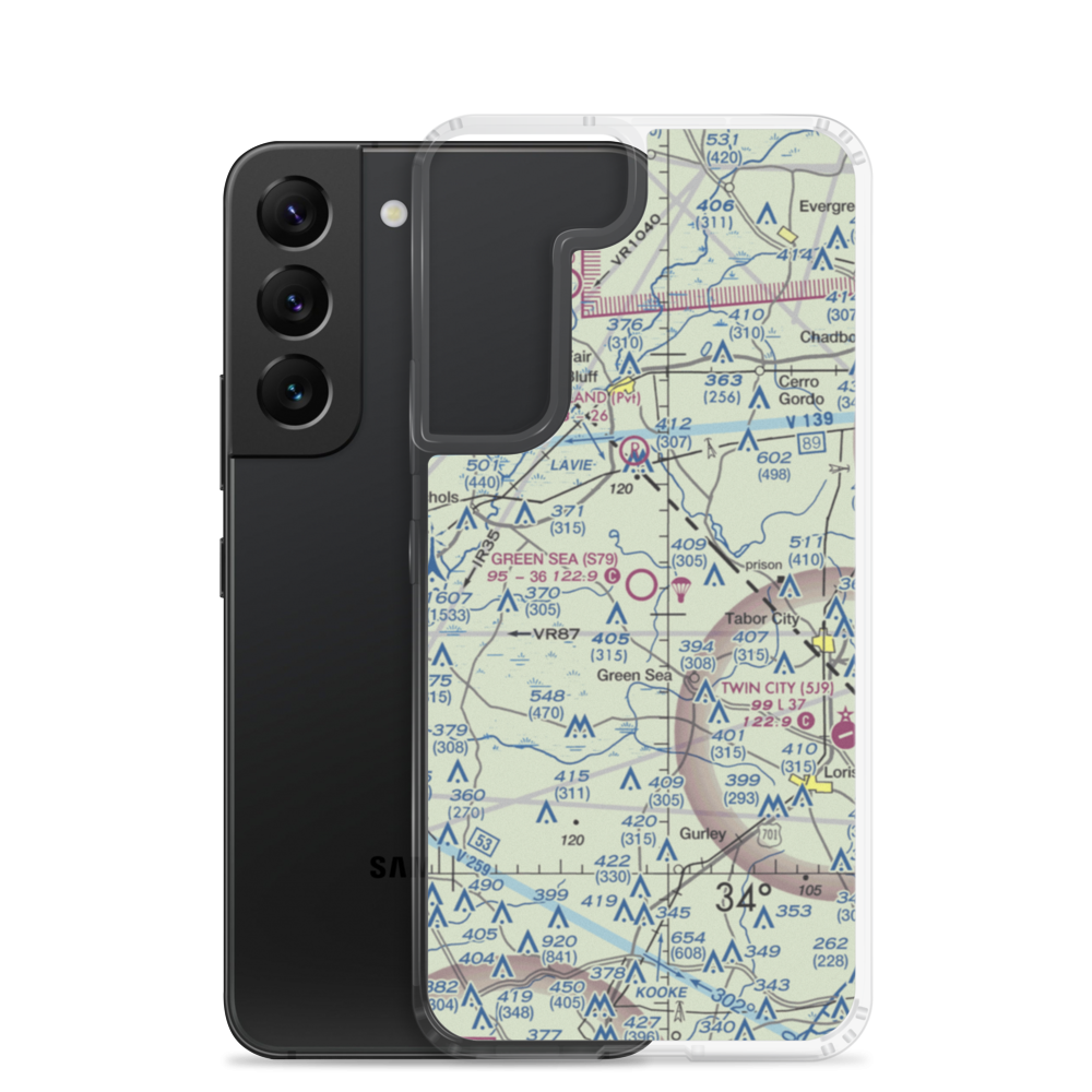 Green Sea Airport (S79) VFR Sectional Samsung Case Samsung Galaxy S22 model shown