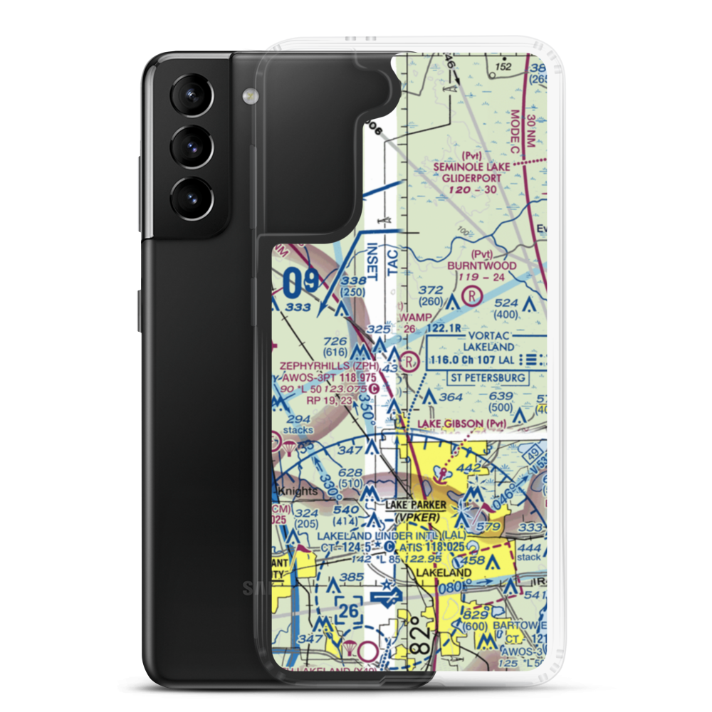 Green Swamp Aerodrome (FD33) VFR Sectional Samsung Case Samsung Galaxy S21 Plus model shown