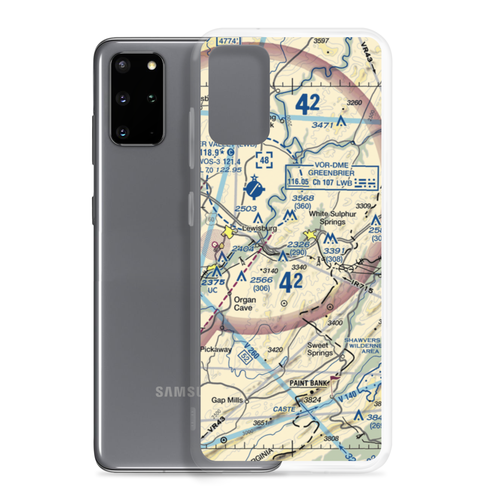 Greenbrier Airport (SSU) VFR Sectional Samsung Case Samsung Galaxy S20 Plus model shown