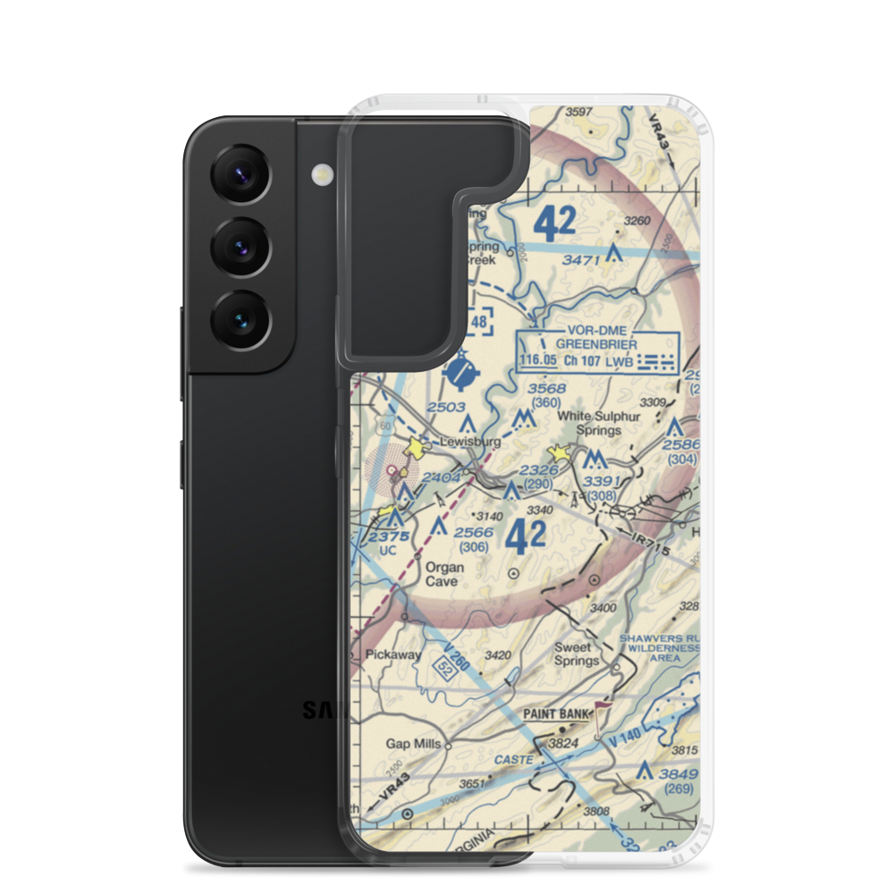 Greenbrier Airport (SSU) VFR Sectional Samsung Case Samsung Galaxy S22 model shown