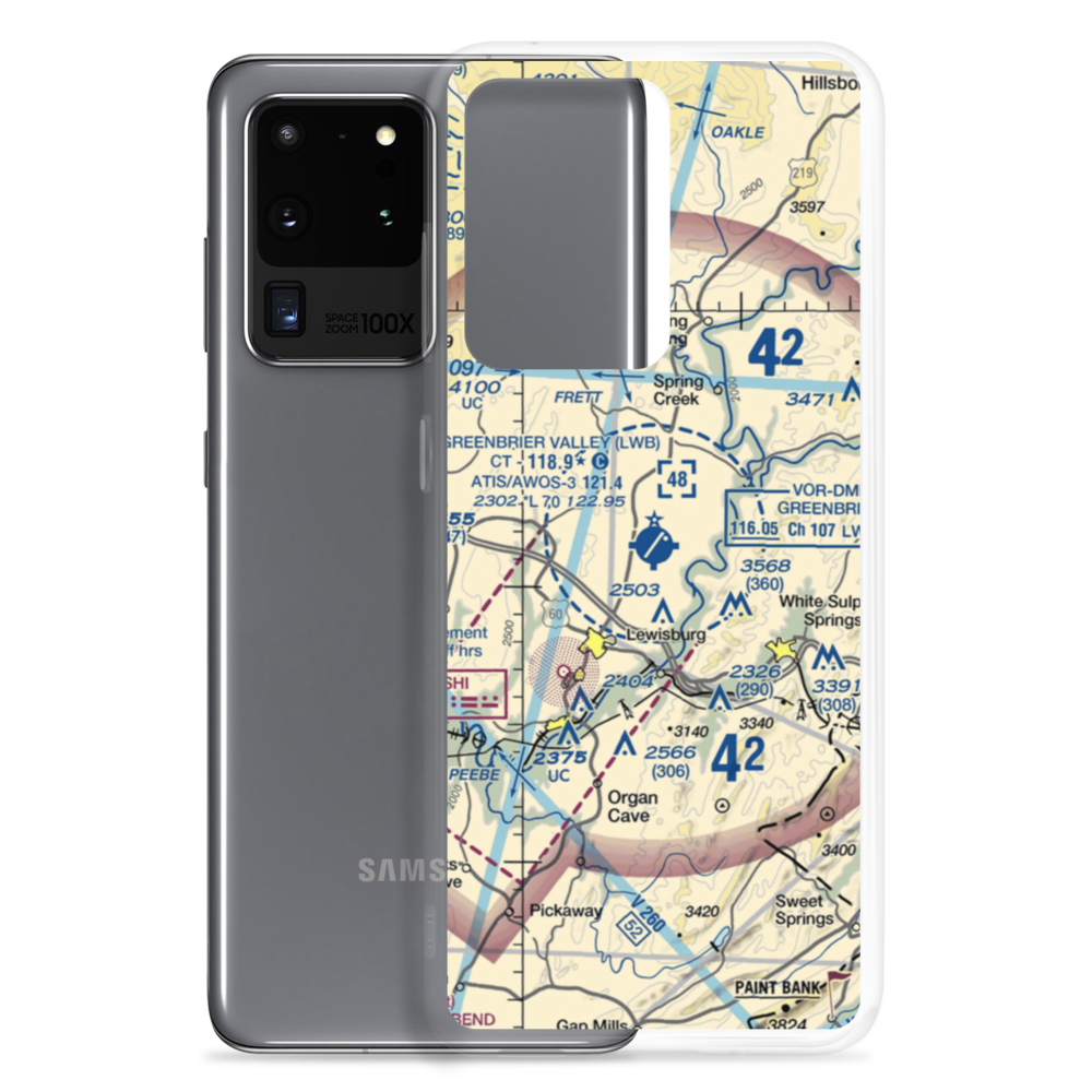 Greenbrier Valley Airport (LWB) VFR Sectional Samsung Case Samsung Galaxy S20 Ultra model shown
