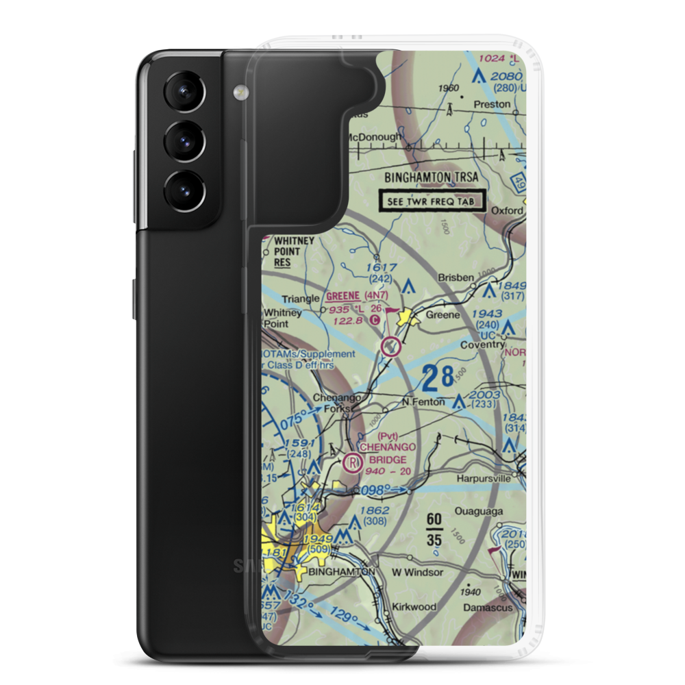 Greene Airport (4N7) VFR Sectional Samsung Case Samsung Galaxy S21 Plus model shown