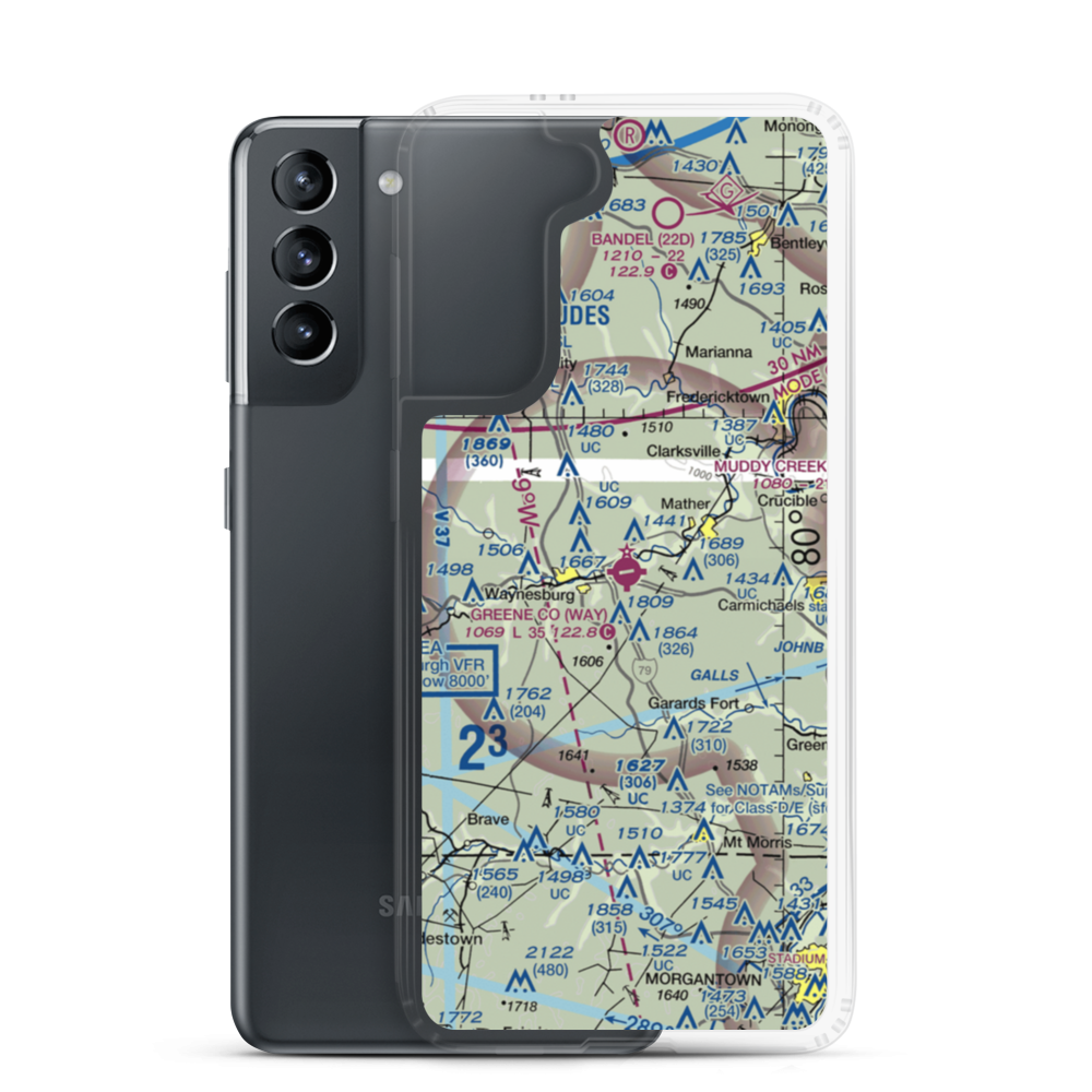 Greene County Airport (WAY) VFR Sectional Samsung Case Samsung Galaxy S21 model shown
