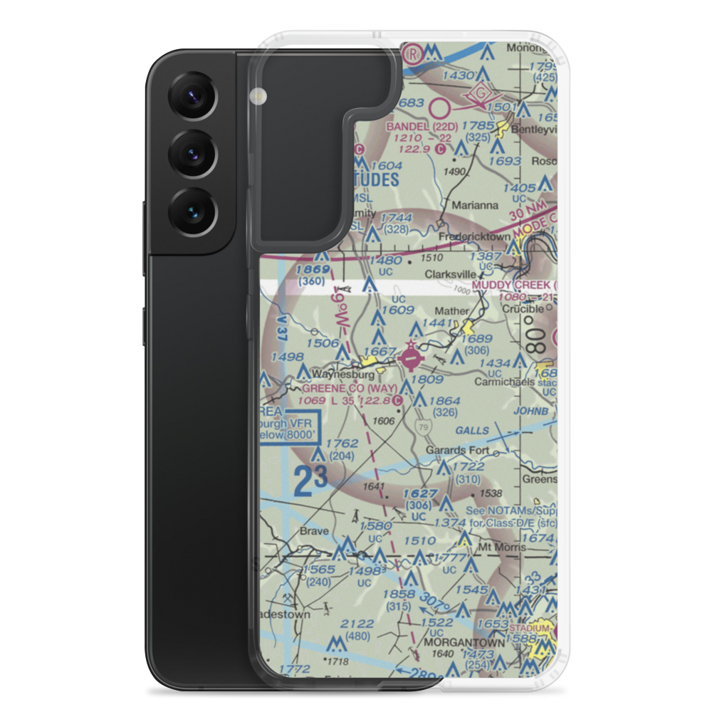 Greene County Airport (WAY) VFR Sectional Samsung Case Samsung Galaxy S22 Plus model shown