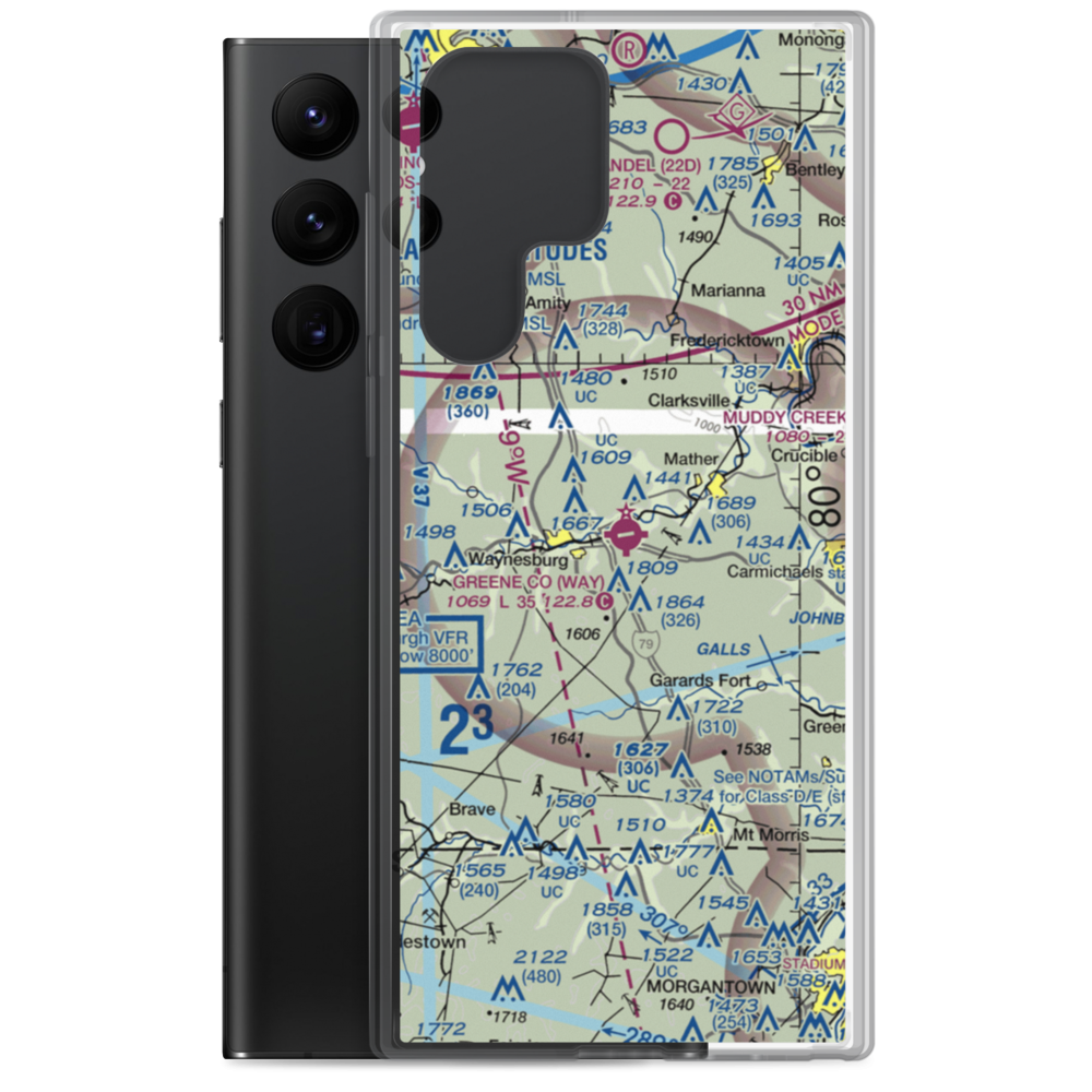 Greene County Airport (WAY) VFR Sectional Samsung Case Samsung Galaxy S22 Ultra model shown
