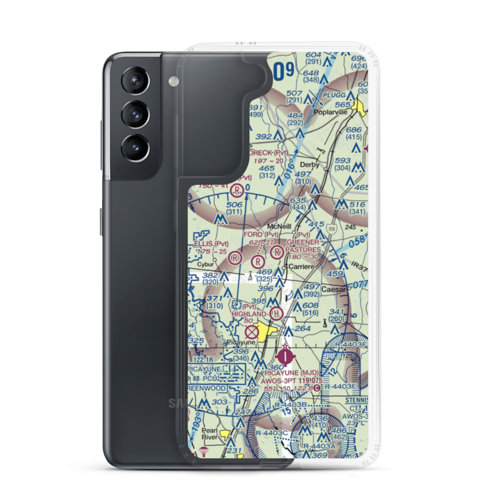 Greener Pastures Airpark (13MS) VFR Sectional Samsung Case Samsung Galaxy S21 model shown