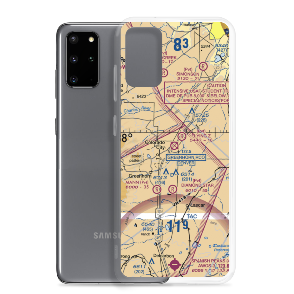 Greenhorn Valley Airport (CO22) VFR Sectional Samsung Case Samsung Galaxy S20 Plus model shown