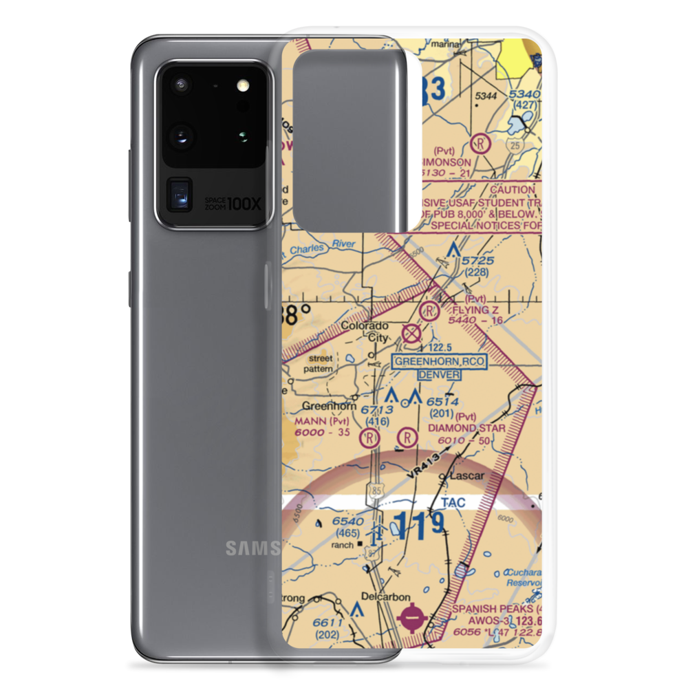 Greenhorn Valley Airport (CO22) VFR Sectional Samsung Case Samsung Galaxy S20 Ultra model shown