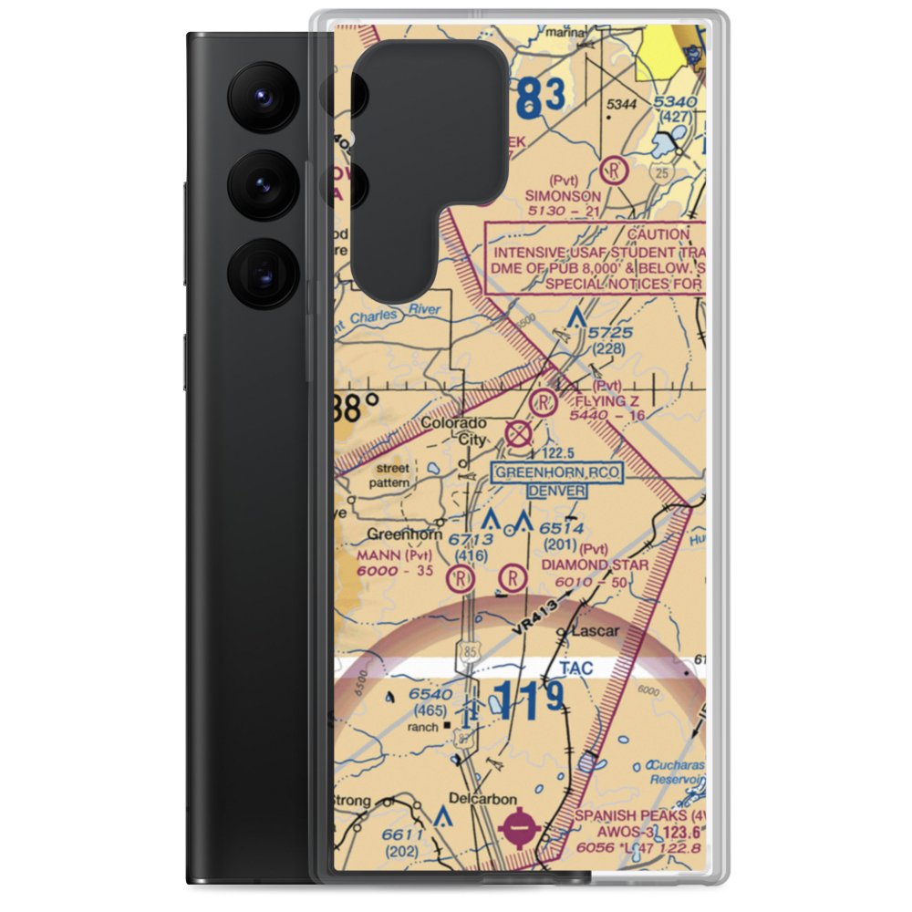 Greenhorn Valley Airport (CO22) VFR Sectional Samsung Case Samsung Galaxy S22 Ultra model shown