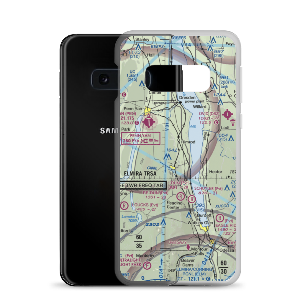Greenlawn Farm Airport (38NY) VFR Sectional Samsung Case Samsung Galaxy S10e model shown