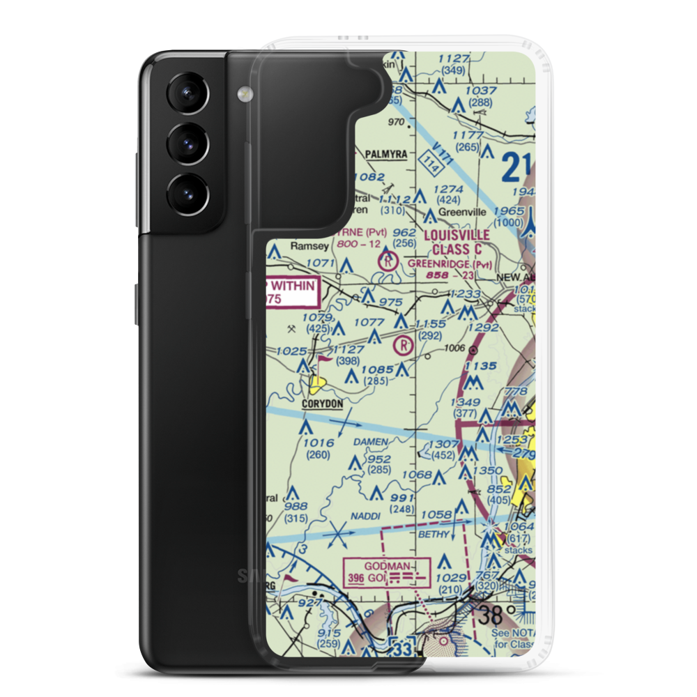 Greenridge RLA Restricted Landing Area (IN14) VFR Sectional Samsung Case Samsung Galaxy S21 Plus model shown