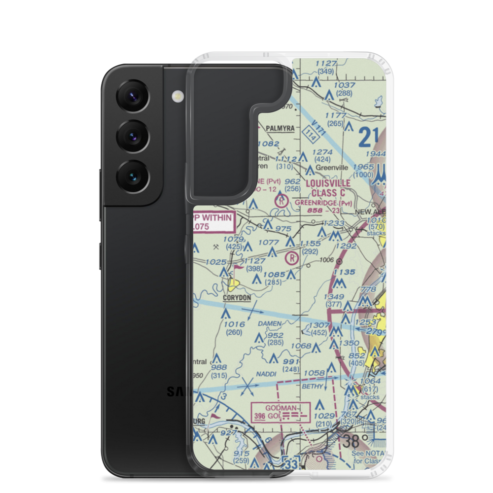 Greenridge RLA Restricted Landing Area (IN14) VFR Sectional Samsung Case Samsung Galaxy S22 model shown