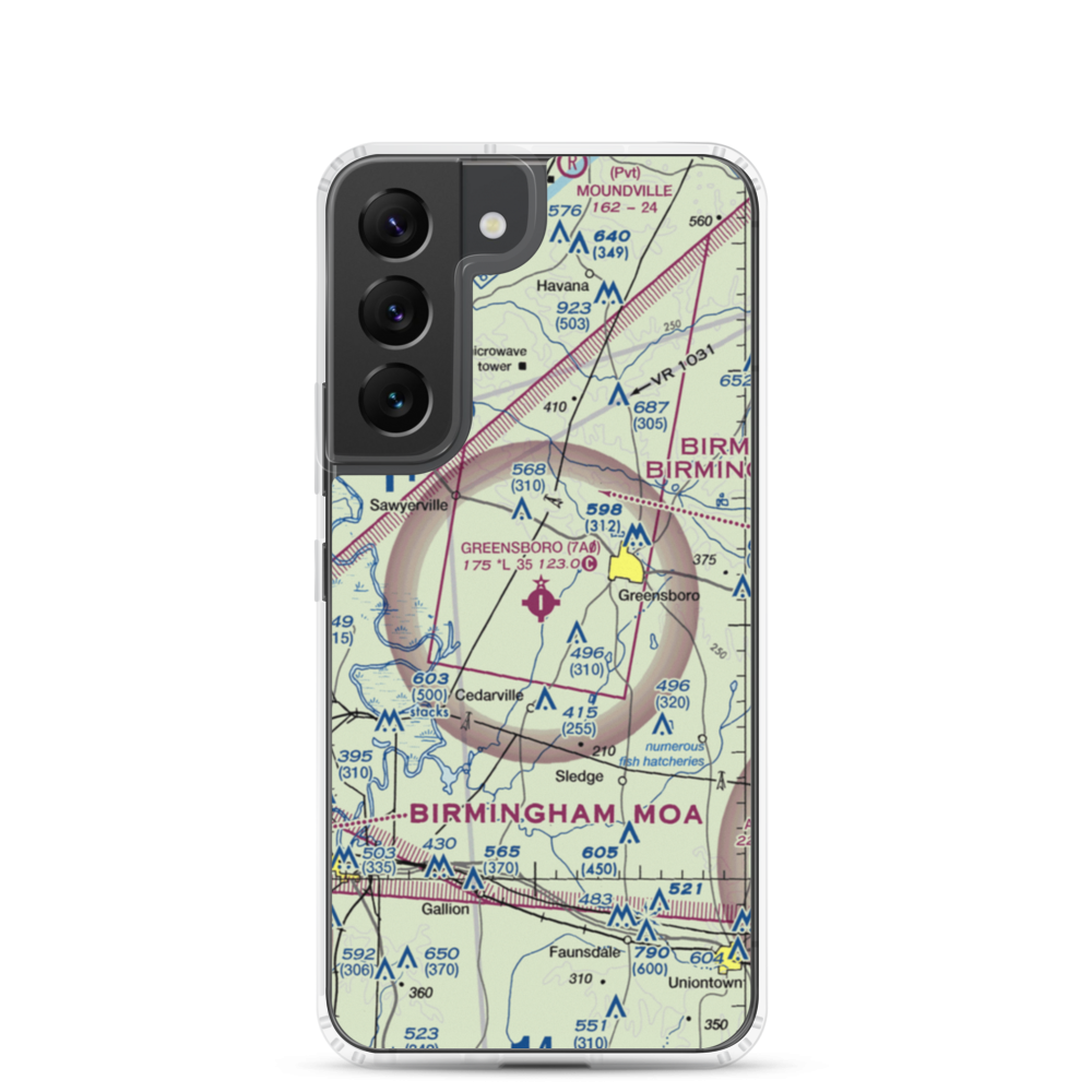 Greensboro Municipal Airport (7A0) VFR Sectional Samsung Case Samsung Galaxy S22 model shown