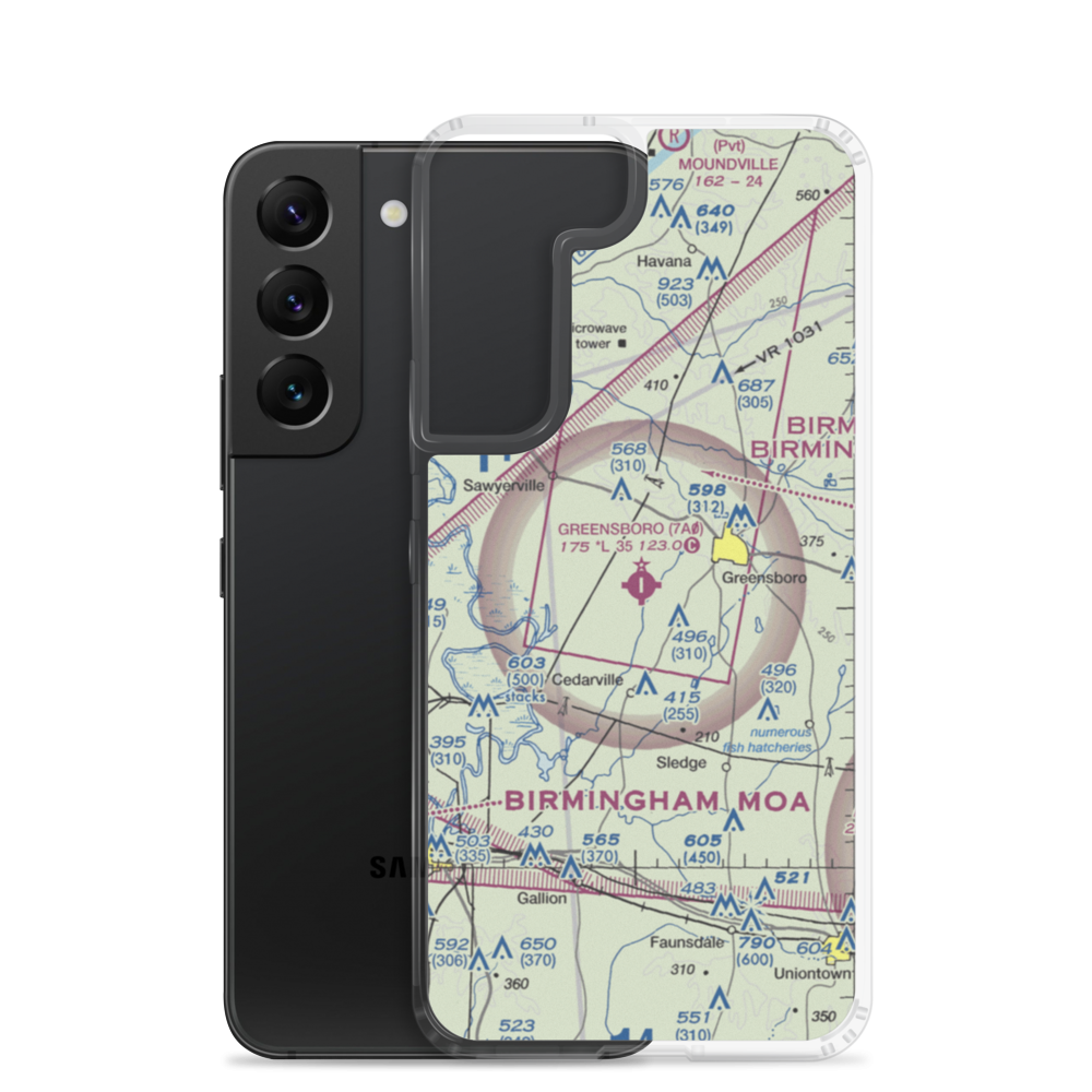 Greensboro Municipal Airport (7A0) VFR Sectional Samsung Case Samsung Galaxy S22 model shown