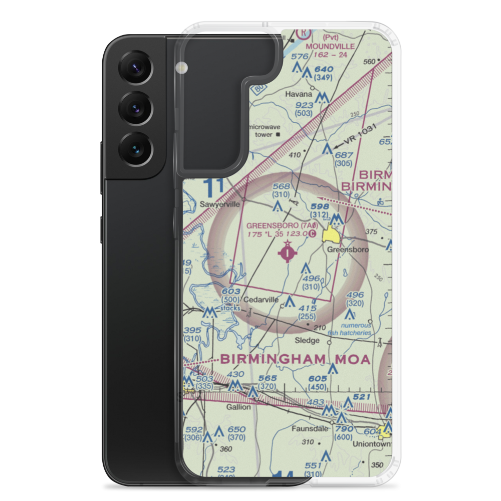 Greensboro Municipal Airport (7A0) VFR Sectional Samsung Case Samsung Galaxy S22 Plus model shown