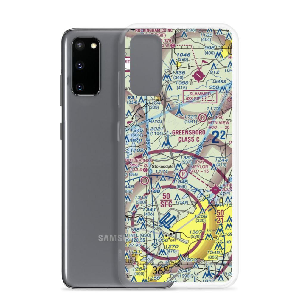 Greensboro North Airport (36NC) VFR Sectional Samsung Case Samsung Galaxy S20 model shown