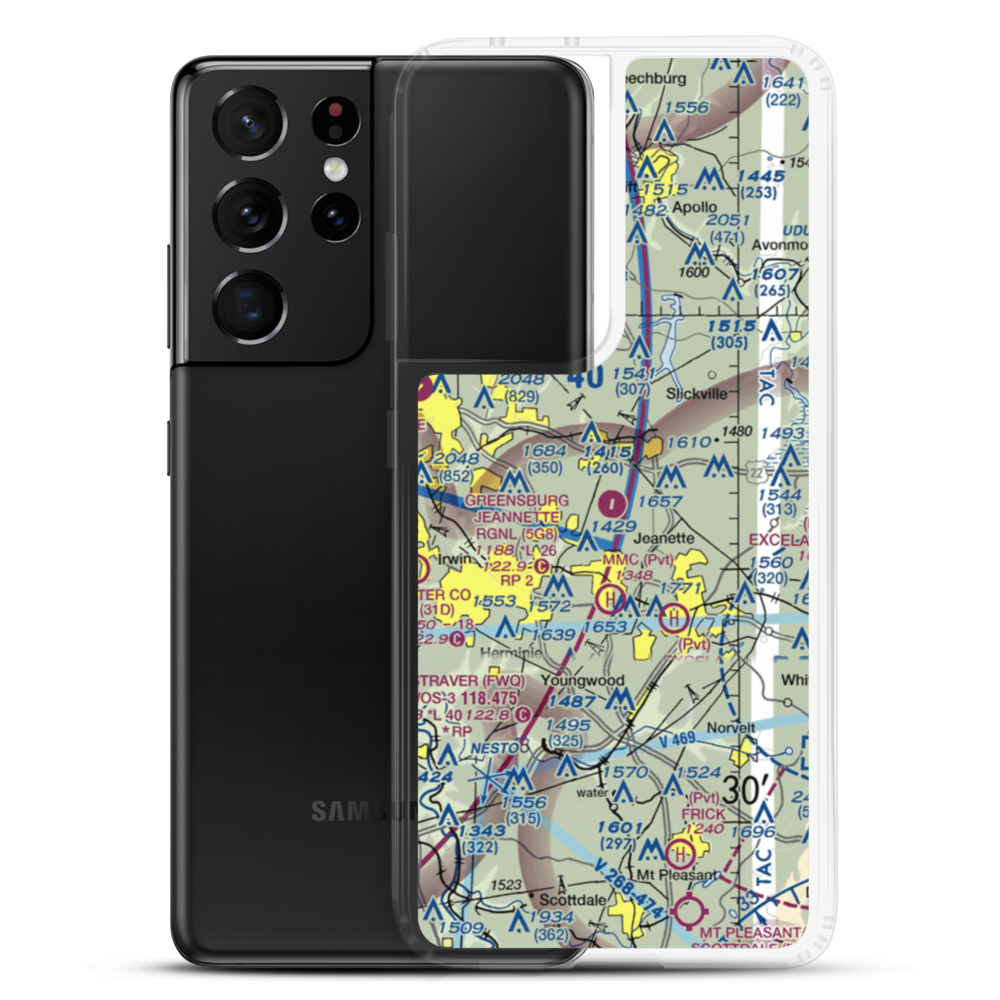 Greensburg Jeannette Regional Airport (5G8) VFR Sectional Samsung Case Samsung Galaxy S21 Ultra model shown