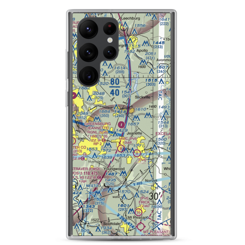 Greensburg Jeannette Regional Airport (5G8) VFR Sectional Samsung Case Samsung Galaxy S22 Ultra model shown