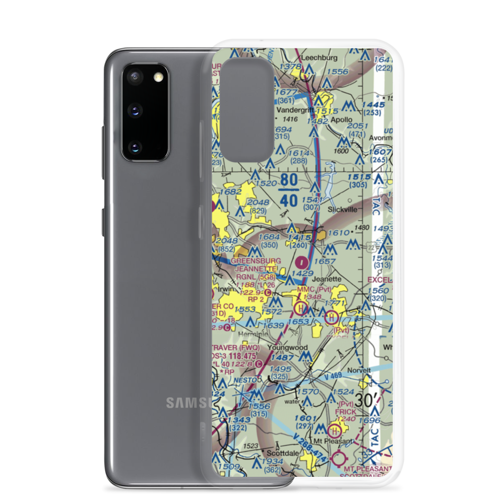Greensburg Jeannette Regional Airport (5G8) VFR Sectional Samsung Case Samsung Galaxy S20 model shown