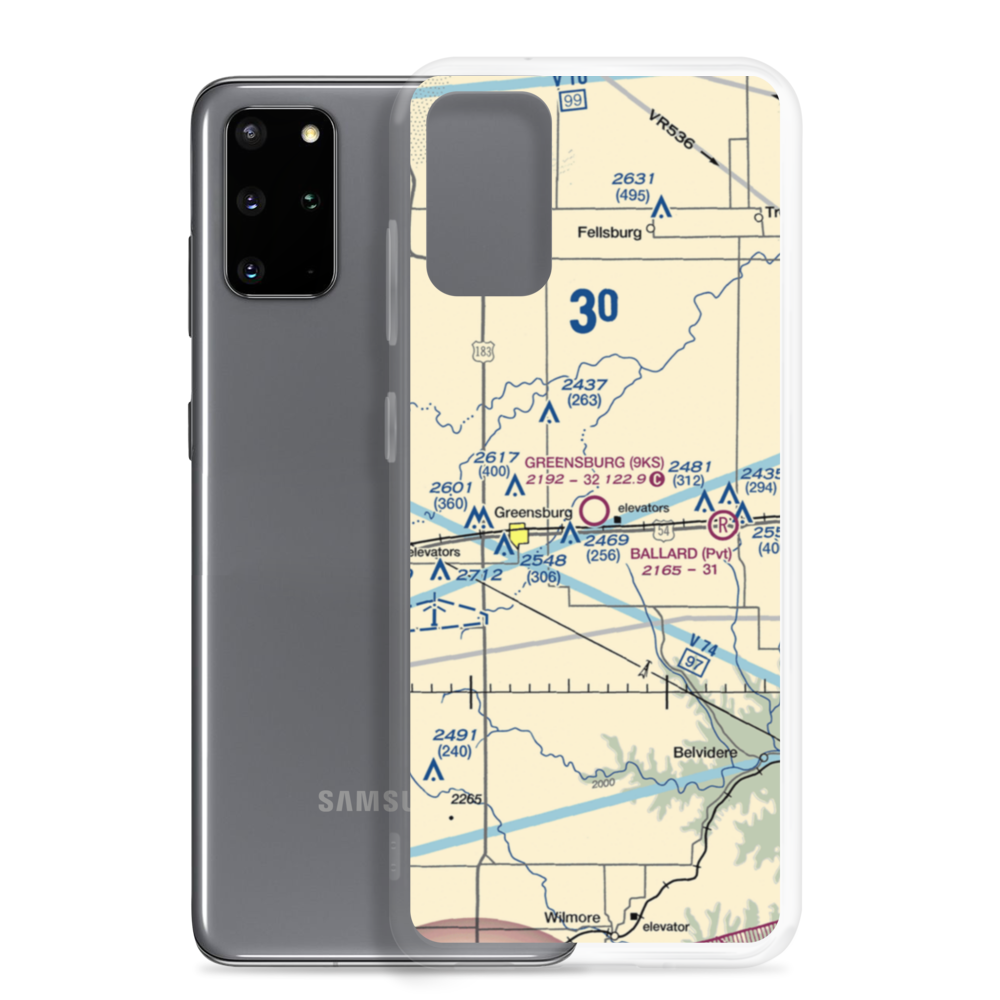 Greensburg Municipal Airport (9KS) VFR Sectional Samsung Case Samsung Galaxy S20 Plus model shown
