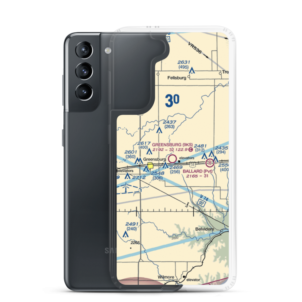Greensburg Municipal Airport (9KS) VFR Sectional Samsung Case Samsung Galaxy S21 model shown
