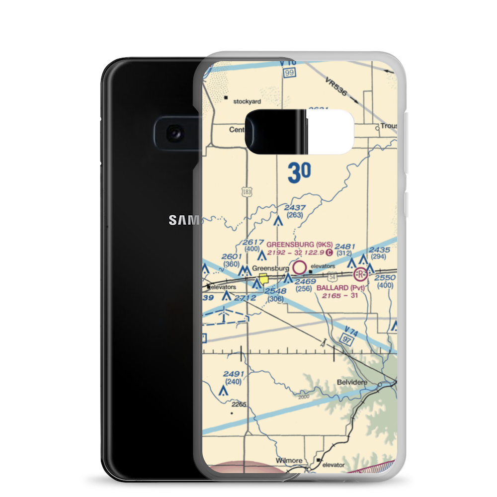 Greensburg Municipal Airport (9KS) VFR Sectional Samsung Case Samsung Galaxy S10e model shown