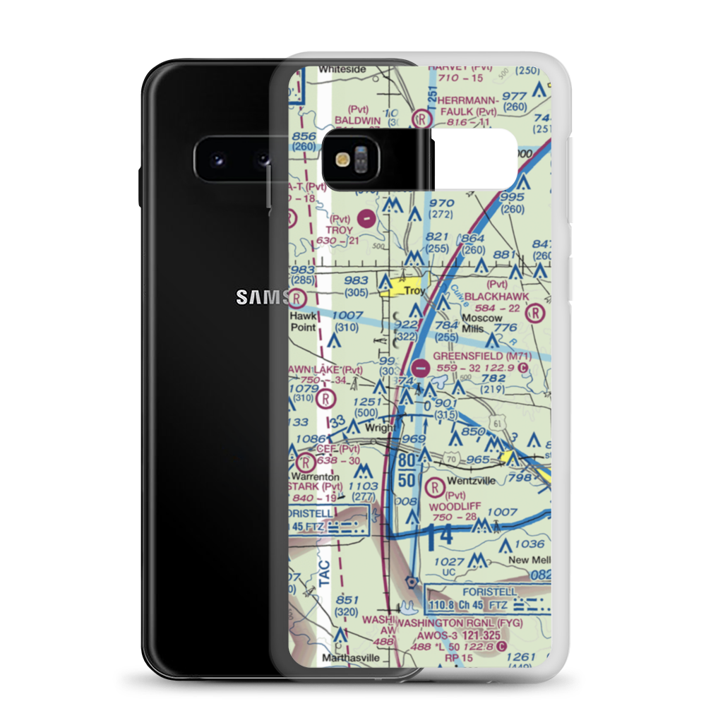 Greensfield Airport (M71) VFR Sectional Samsung Case Samsung Galaxy S10 model shown