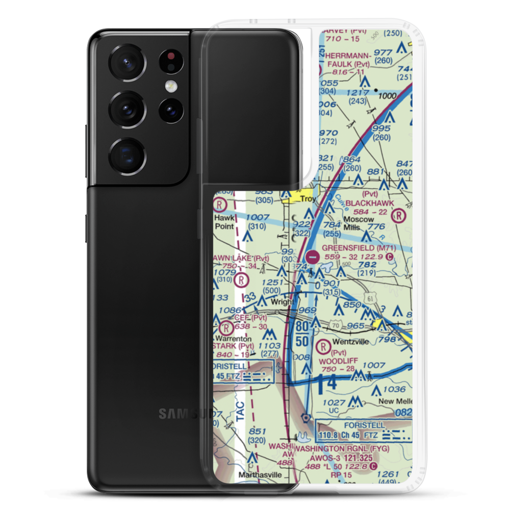 Greensfield Airport (M71) VFR Sectional Samsung Case Samsung Galaxy S21 Ultra model shown