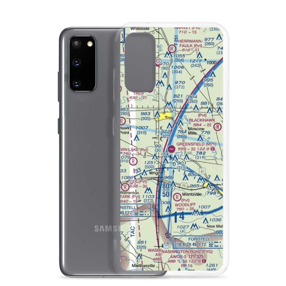 Greensfield Airport (M71) VFR Sectional Samsung Case Samsung Galaxy S20 model shown