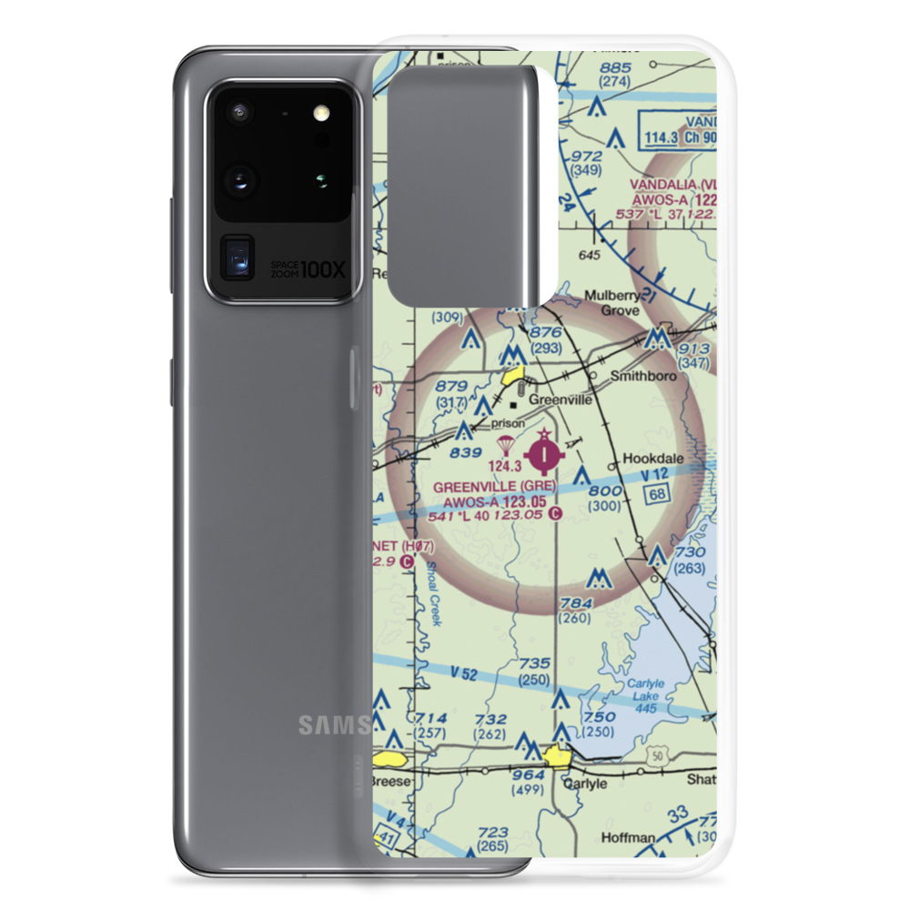 Greenville Airport (GRE) VFR Sectional Samsung Case Samsung Galaxy S20 Ultra model shown