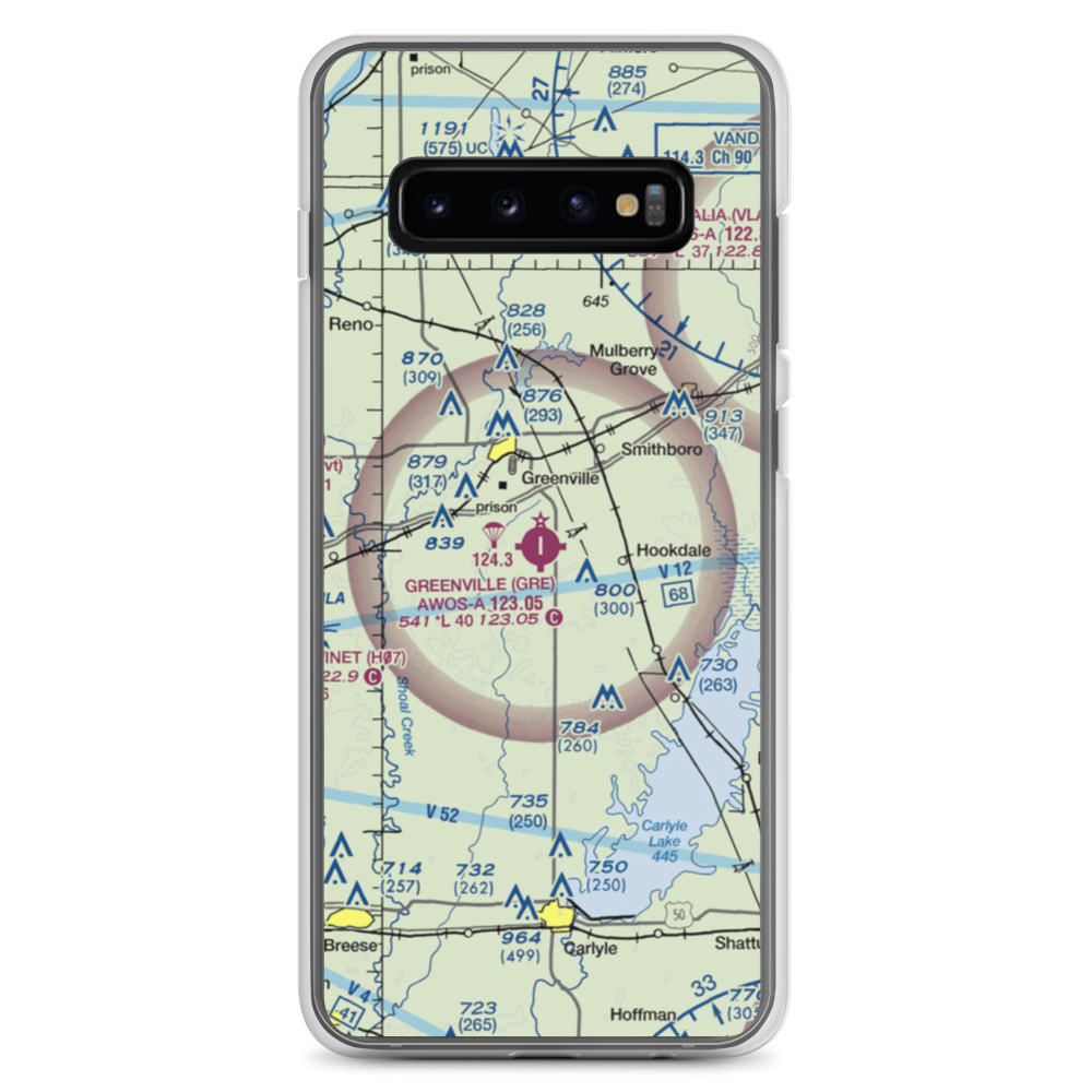 Greenville Airport (GRE) VFR Sectional Samsung Case Samsung Galaxy S10+ model shown