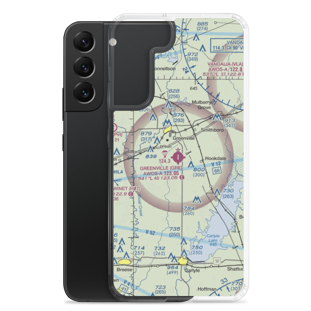 Greenville Airport (GRE) VFR Sectional Samsung Case Samsung Galaxy S22 Plus model shown