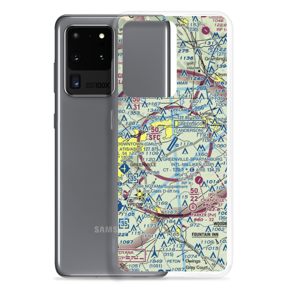 Greenville Spartanburg International Airport (GSP) VFR Sectional Samsung Case Samsung Galaxy S20 Ultra model shown