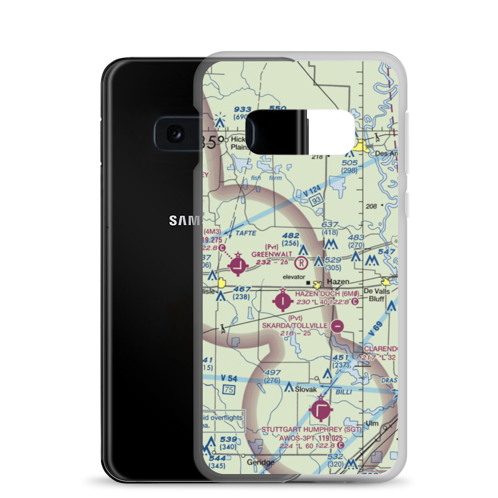 Greenwalt Company Airport (AR10) VFR Sectional Samsung Case Samsung Galaxy S10e model shown