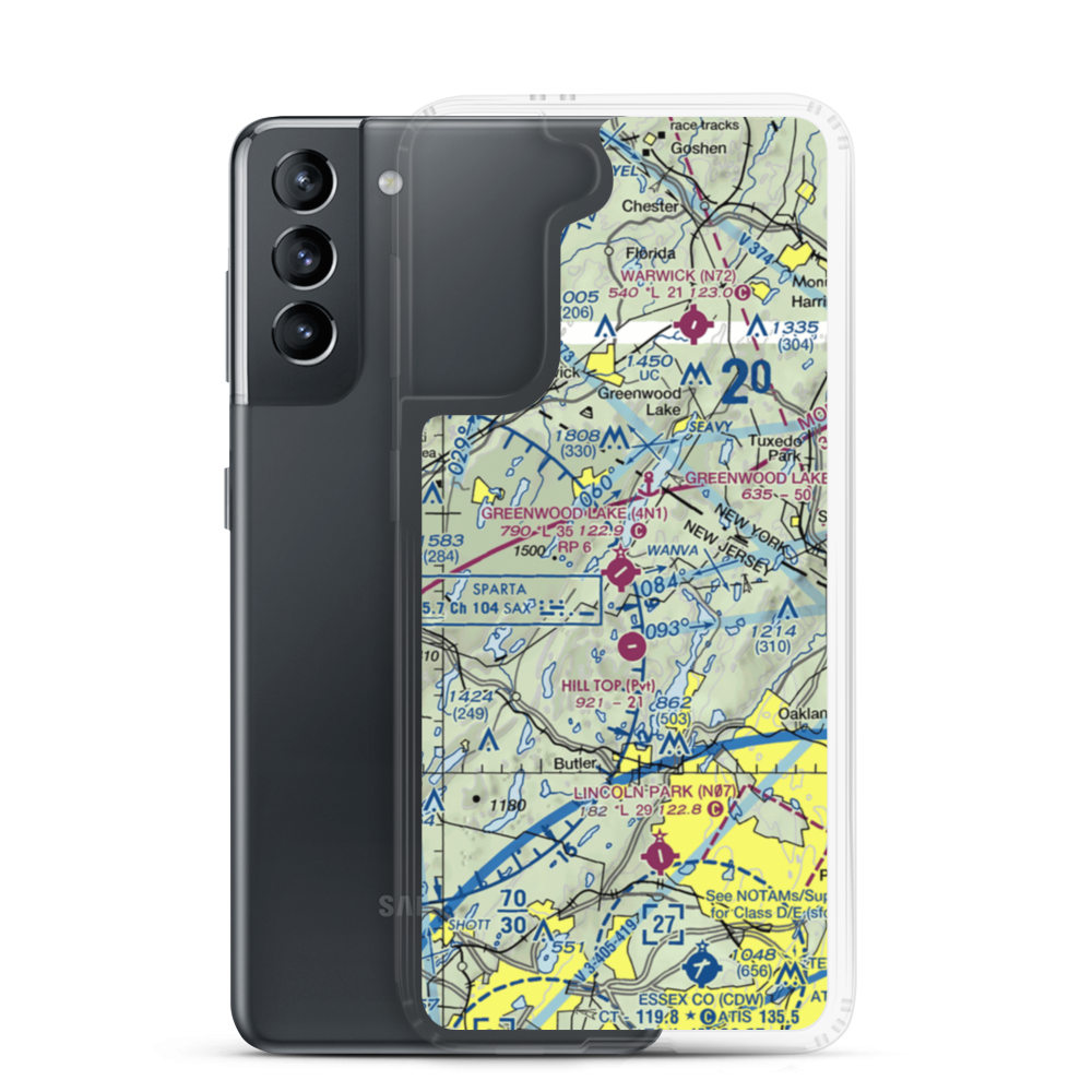 Greenwood Lake Airport (4N1) VFR Sectional Samsung Case Samsung Galaxy S21 model shown