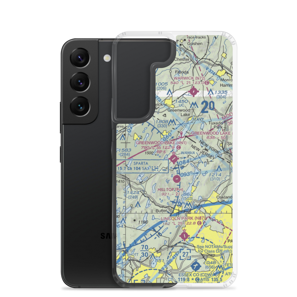 Greenwood Lake Airport (4N1) VFR Sectional Samsung Case Samsung Galaxy S22 model shown