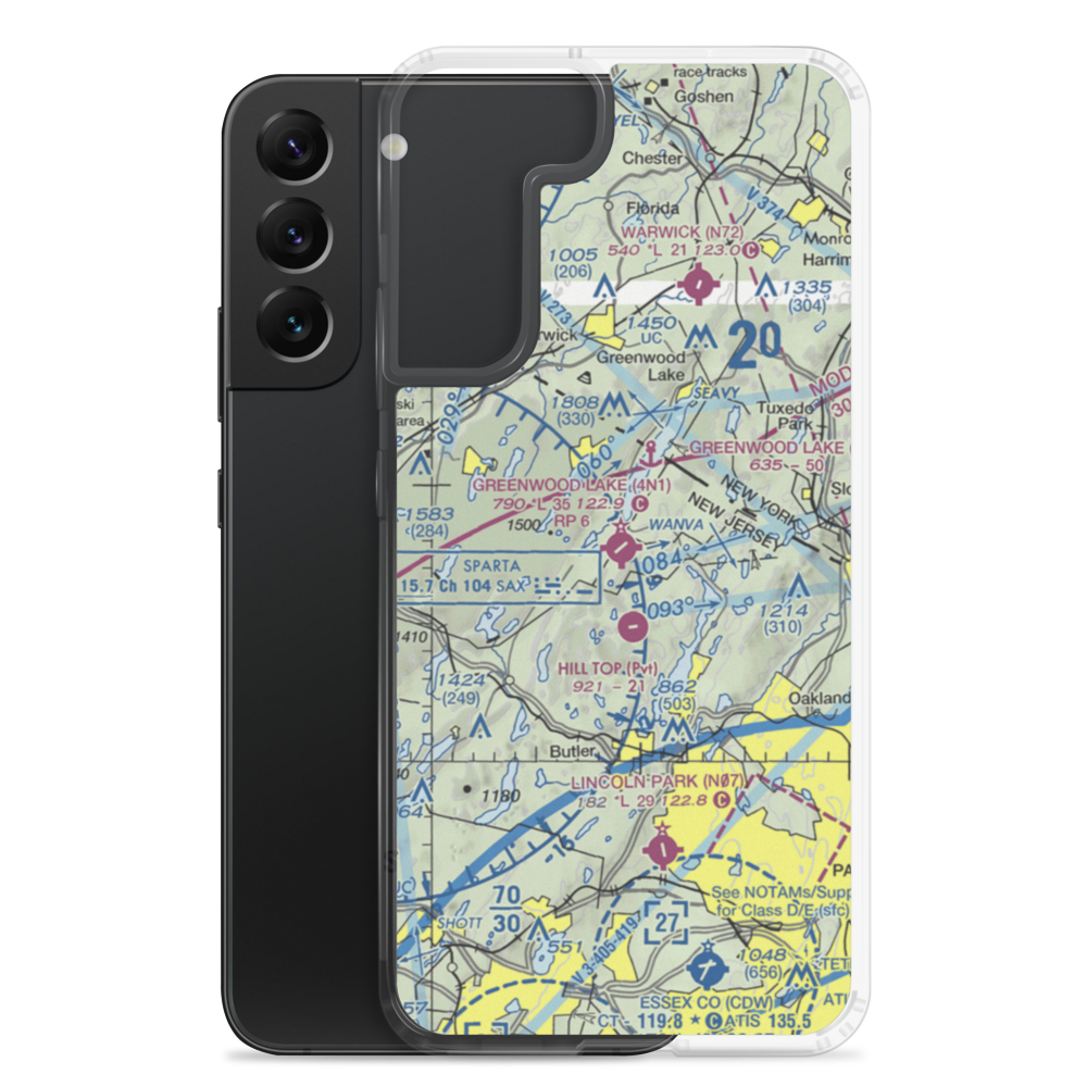 Greenwood Lake Airport (4N1) VFR Sectional Samsung Case Samsung Galaxy S22 Plus model shown